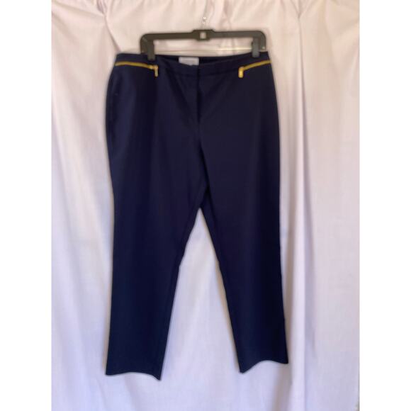 Calvin Klein Women's 14 navy blue polyester spandex blend cropped pants - Picture 1 of 7